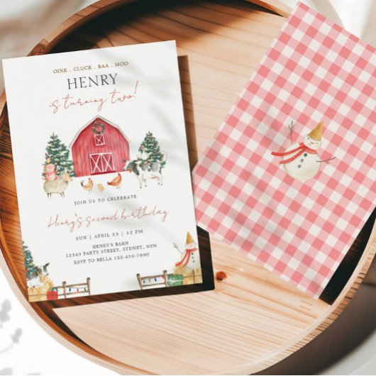 Barnyard Tiere Weihnachts-Kindergeburtstag Party Einladung