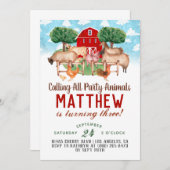 Barnyard Tierfarm Geburtstag Einladung (Vorne/Hinten)