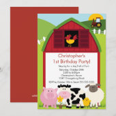 Barnyard-Tierspaß-Geburtstags-Party Einladung (Vorne/Hinten)