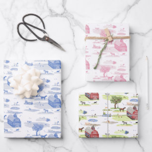 Barnyard Toile Geschenkpapier Set