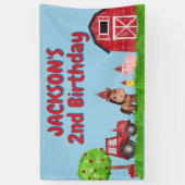 Barnyard Tractor Animals 2. Geburtstag Banner (Vertikal)