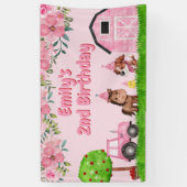 Barnyard Tractor Animals Pink 2. Geburtstag Banner (Vertikal)