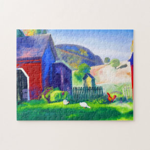 Barnyard und Hühner von George Wesley Bellows Puzzle