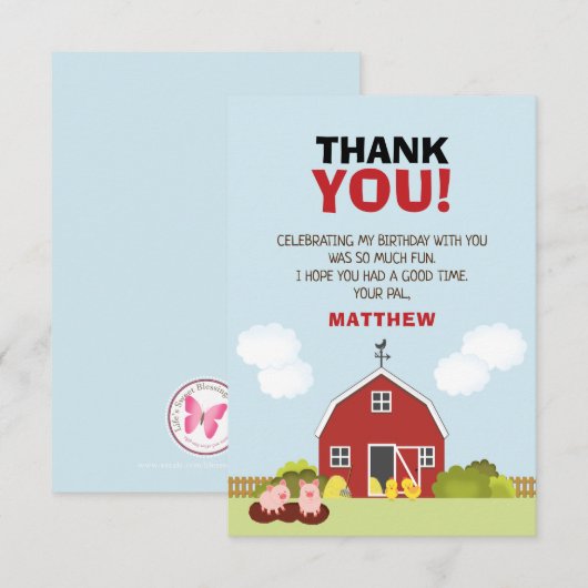 Barnyard Vielen Dank Einladung (Vorne/Hinten)