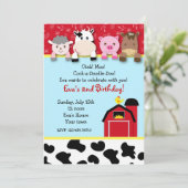 BarnyardVieh Geburtstags-Party Einladungen (Stehend Vorderseite)