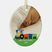 Bärnzug-Fotoverzierung des Babys erste Weihnachts Keramik Ornament (Rechts)