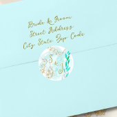 Barock Aquamarin Elegante Hochzeit Runder Aufkleber