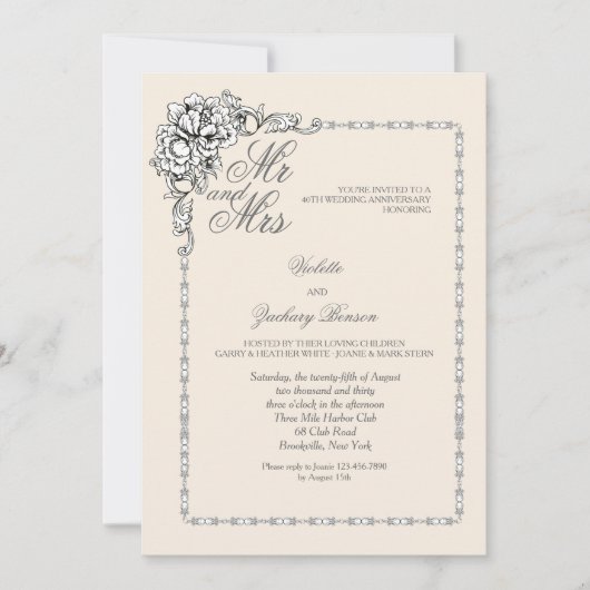 Barock Beauty-Jubiläum Einladung (Vorderseite)