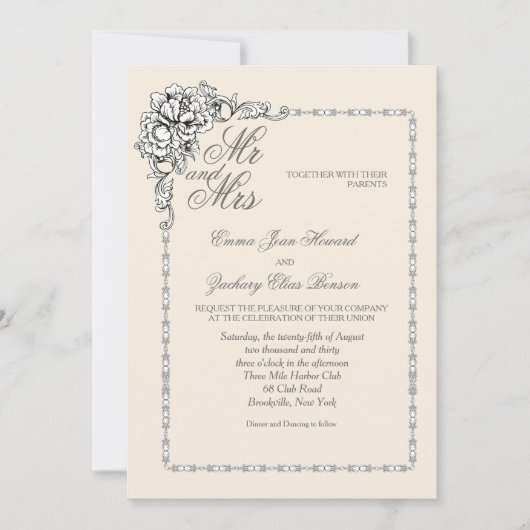 Barock Beauty Wedding Einladung (Vorderseite)