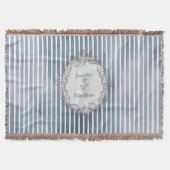 Barock Blaugraue Wasserfarbe Streifen Decke (Vorderseite)