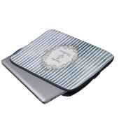 Barock Blaugraue Wasserfarbe Streifen Laptopschutzhülle (Vorne Knopf)