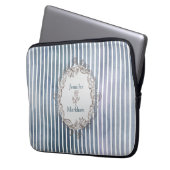 Barock Blaugraue Wasserfarbe Streifen Laptopschutzhülle (Vorderseite Links)