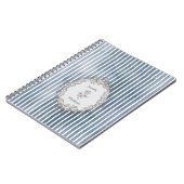 Barock Blaugraue Wasserfarbe Streifen Notizblock (Linke Seite)