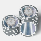 Barock Blaugraue Wasserfarbe Streifen Pokerchips (Stapel)