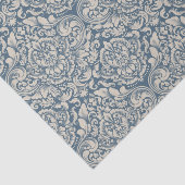 Barock Blue Damask Brocade auf White Decoupage Seidenpapier (Ausschnitt)