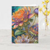 Barock-Blumen-Geburtstag Karte (Gelbe Blume)