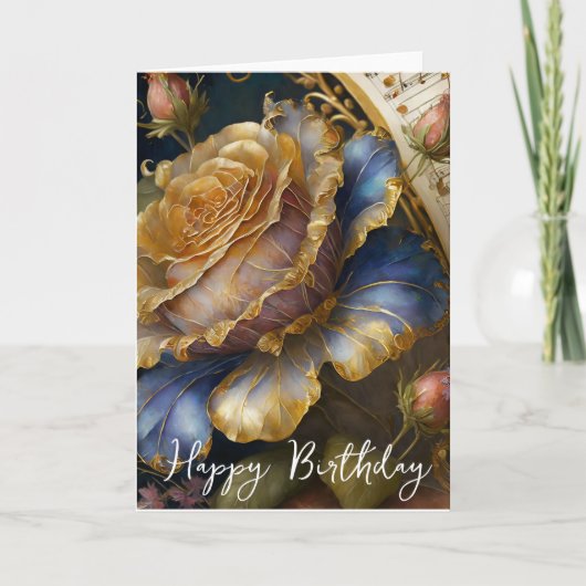Barock-Blumen-Geburtstag Karte (Vorderseite)