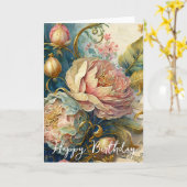 Barock-Blumen-Geburtstag Karte (Gelbe Blume)