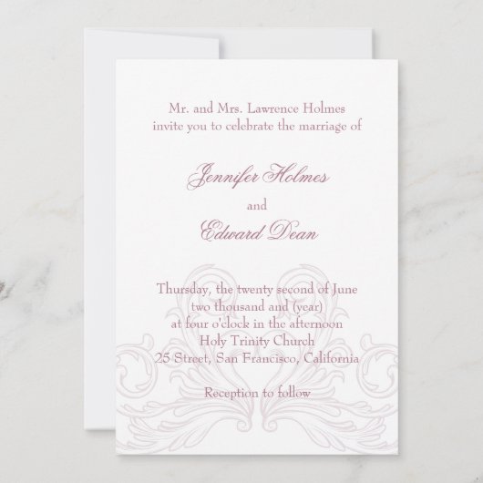 Barock Classic Hochzeitseinladung Einladung (Rückseite)