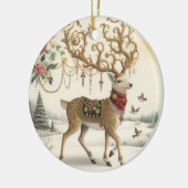Barock Elegante: Rentier im Schnee Keramik Ornament (Links)