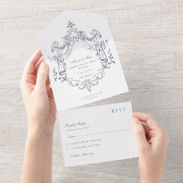 Barock elegantes Ornament, Hochzeit All In One Einladung