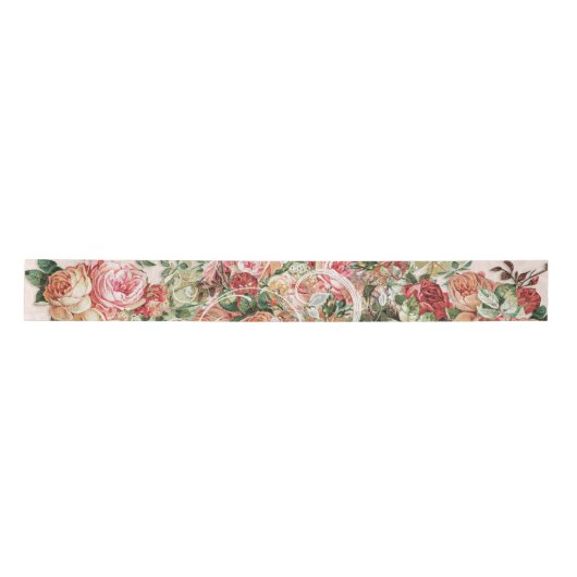 Barock floral Elegante Rose Rodelbahn mit Aussicht Satinband (Vorderseite)
