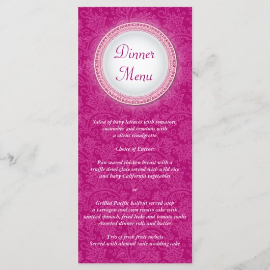 Barock Fuchsia Plaque Menü Rack Card Menükarte (Vorderseite)
