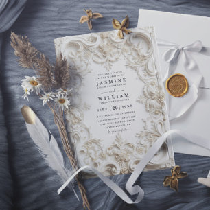 Barock geprägte Vintage elegante moderne Hochzeit Einladung