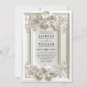 Barock geprägte Vintage-elegante QR-Code-Hochzeit Einladung (Vorderseite)