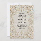 Barock geprägte Vintage-elegante QR-Code-Hochzeit Einladung (Vorderseite)