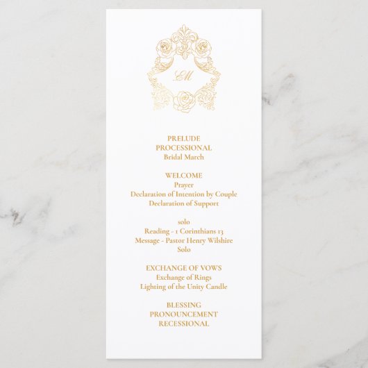 Barock Gold Foil Wedding Programm (Vorderseite)