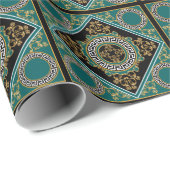 Barock Gold: Schwarze Eleganz Geschenkpapier (Rolleneckpunkt)