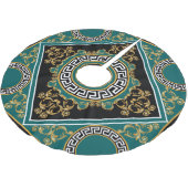 Barock Gold: Schwarze Eleganz Polyester Weihnachtsbaumdecke (Schrägansicht)