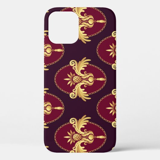 Barock Gold Sconce Magenta Muster Case-Mate iPhone Hülle (Rückseite)
