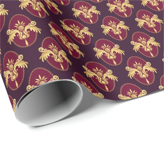 Barock Gold Sconce Magenta Muster Geschenkpapier (Rolleneckpunkt)