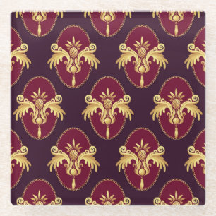 Barock Gold Sconce Magenta Muster Glasuntersetzer