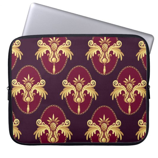 Barock Gold Sconce Magenta Muster Laptopschutzhülle (Vorderseite)