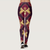 Barock Gold Sconce Magenta Muster Leggings (Rückseite)