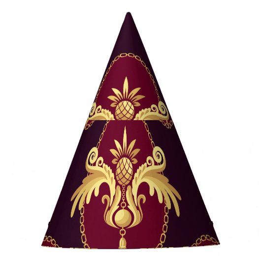 Barock Gold Sconce Magenta Muster Partyhütchen (Vorderseite)