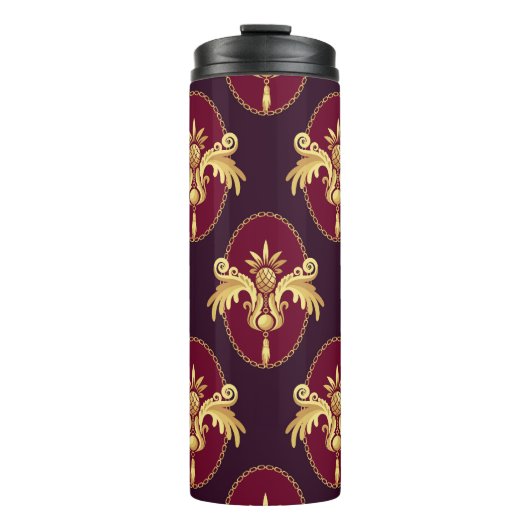 Barock Gold Sconce Magenta Muster Thermosbecher (Vorderseite)