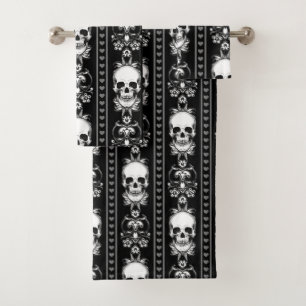 Barock-Gothic-Schädelstreifen Badhandtuch Set