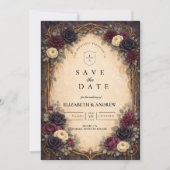 Barock-Gotische Blumige Hochzeit Save The Date (Vorderseite)