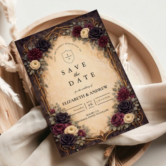Barock-Gotische Blumige Hochzeit Save The Date
