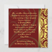 Barock-Hochzeitsfeier in Red & Gold Damask Einladu Einladung (Rückseite)