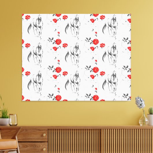 Barock Horse Canvas Print Leinwanddruck (Insitu (Wohnzimmer))