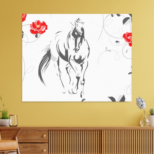 Barock Horse Canvas Print Leinwanddruck (Insitu (Wohnzimmer))