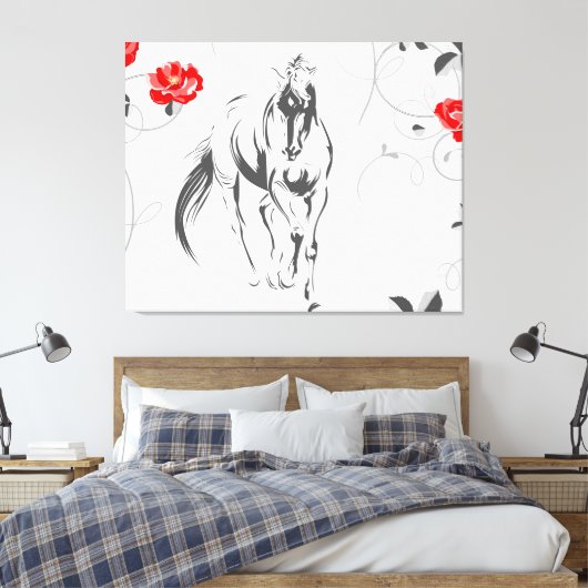 Barock Horse Canvas Print Leinwanddruck (Insitu (Schlafzimmer))