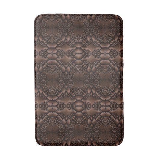 Barock-Imitate Leather Brown Pattern Badematte (Vorderseite Vertikal)