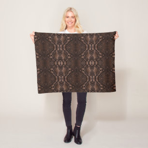 Barock-Imitate Leather Brown Pattern Fleecedecke