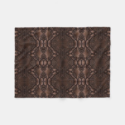 Barock-Imitate Leather Brown Pattern Fleecedecke (Vorderseite (Horizontal))